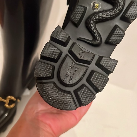 New Gucci Horsebit Tall Rain Boots Black Italy Size 38 - Picture 8 of 16